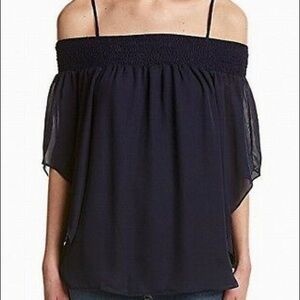 Parker off shoulder top with straps navy blue